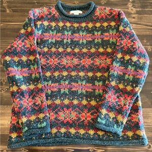 Claudia D Wool Blend Fair Isle Nordic Colorful Sweater